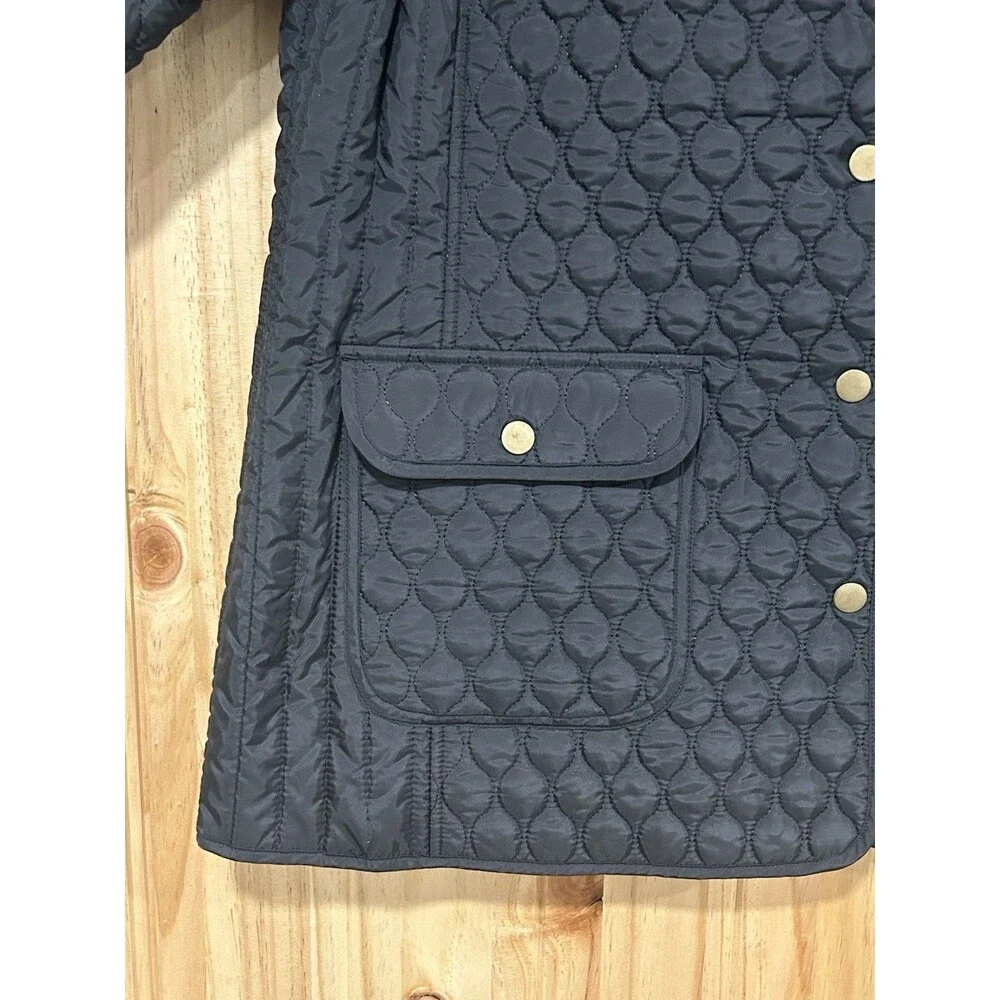 Cynthia Rowley Quilted  Barn Jacket Black Size XL Snap Button Enclosure Pockets